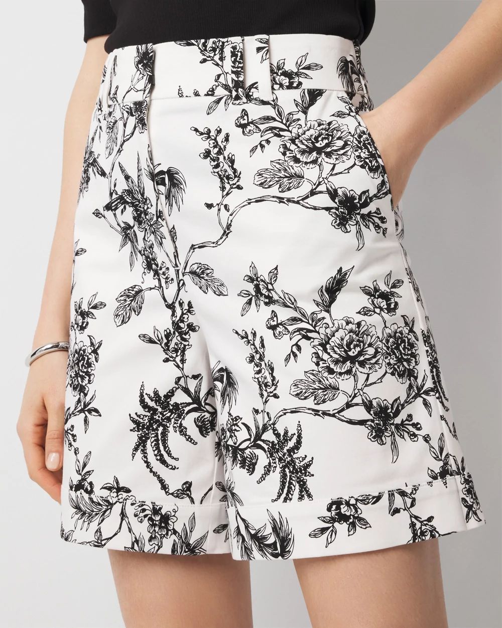 small floral pattern curve silhouette パンツ